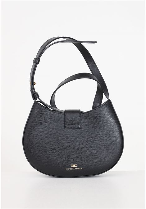 Black medium hobo women's bag with metal logo ELISABETTA FRANCHI | BS41F41E2110